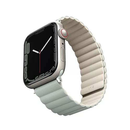 Ремешок силиконовый двусторонний Uniq для Apple Watch (44,45,46,49 мм), шалфей-бежевый