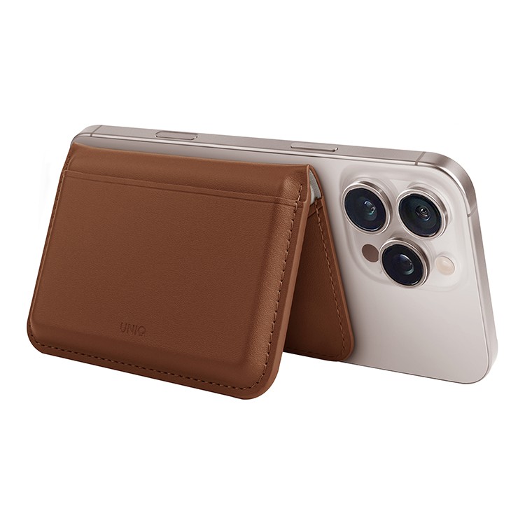 На фото изображено Бумажник Uniq Lyden DS, Caramel/Ivory