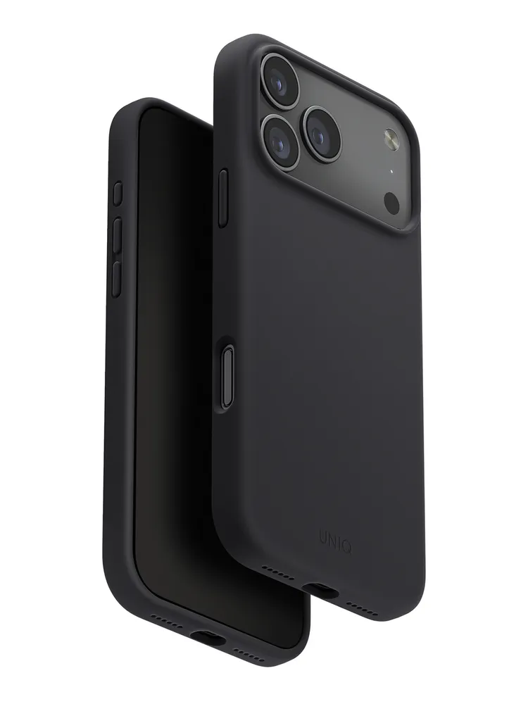 На фото изображено Чехол Uniq Lino MagSafe для iPhone 17 Pro Max, черный