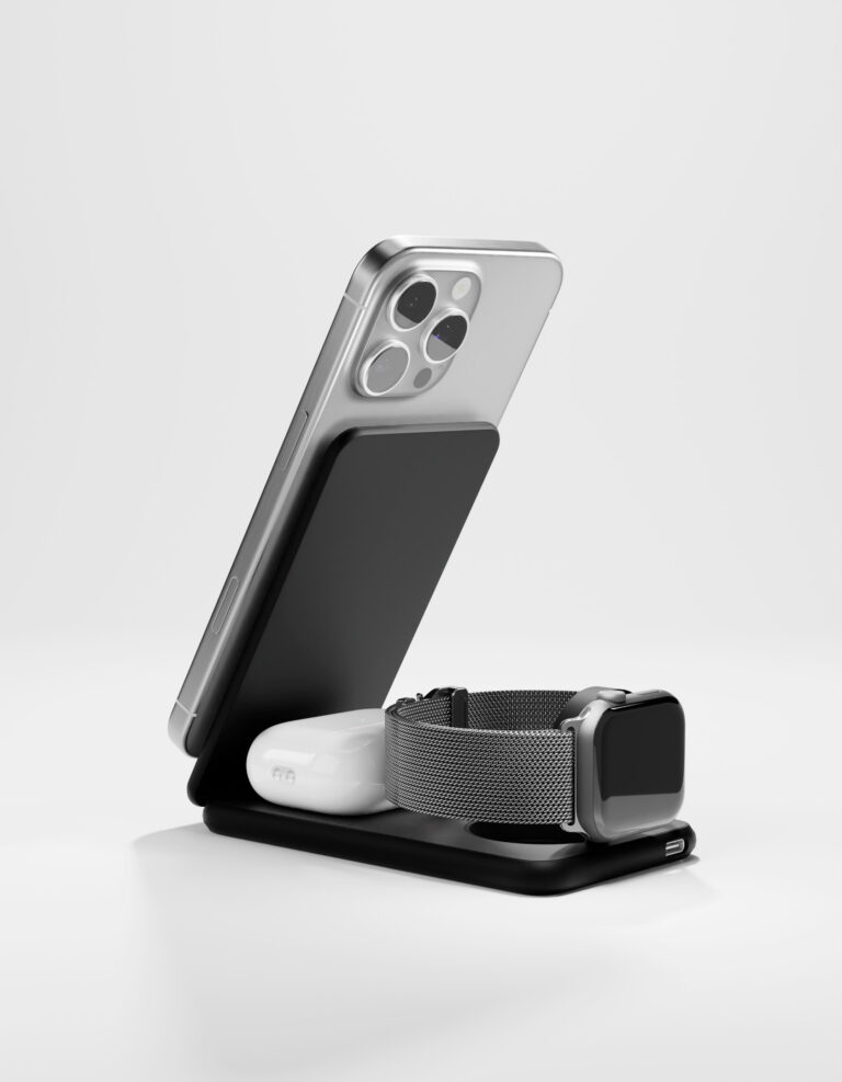 На фото изображено Беспроводное зарядное устройство VLP Alum Power Pro, черный титан