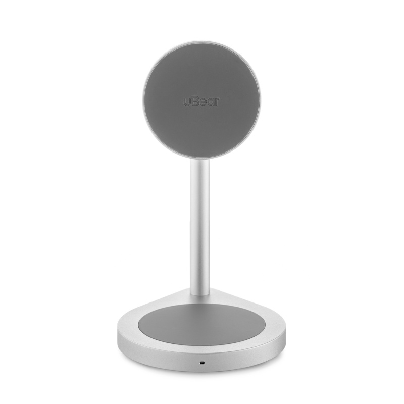 Беспроводное зарядное устройство uBear Stage, 2в1, MagSafe совместимое, серебристый