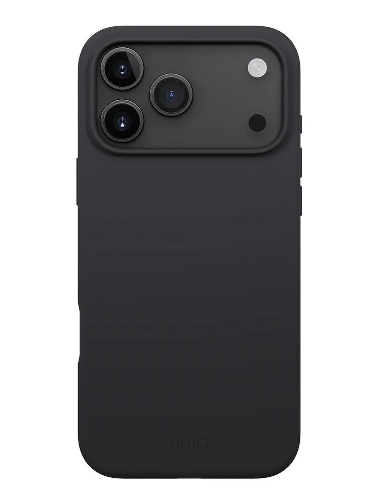 На фото изображено Чехол Uniq Lino MagSafe для iPhone 17 Pro Max, черный