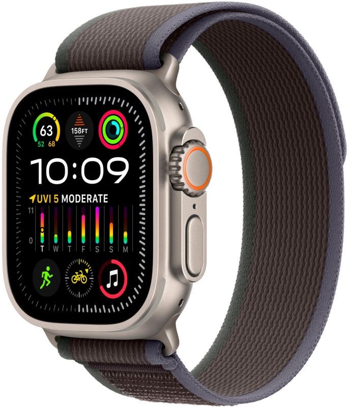 Apple Watch Ultra 2 GPS + Cellular, 49 мм, корпус из титана, ремешок Trail цвет Сине/черный, M/L