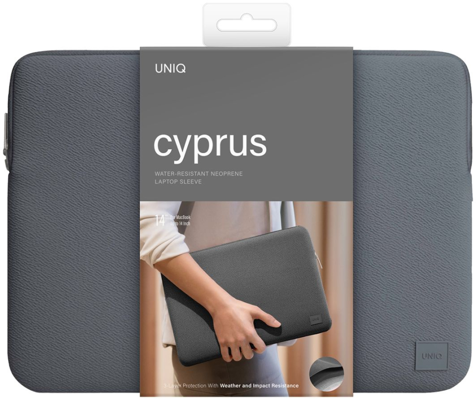 Чехол-сумка Uniq для ноутбуков 14" Cyprus Neoprene Laptop sleeve v2, темно-серый