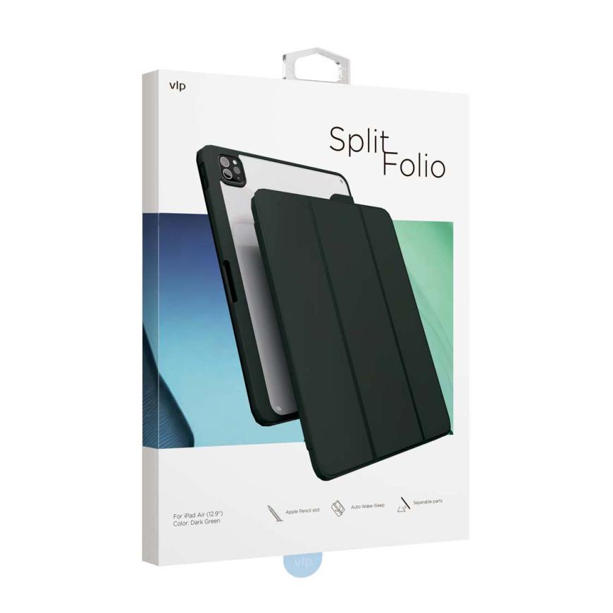 Защитный чехол VLP Split Folio для Apple iPad Air 13 (M2/M3), тёмно-зелёный