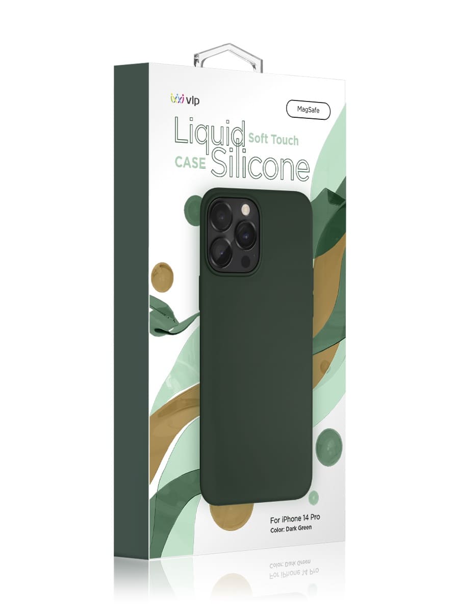 Чехол защитный VLP Silicone case с MagSafe для iPhone 14 Pro, темно-зеленый