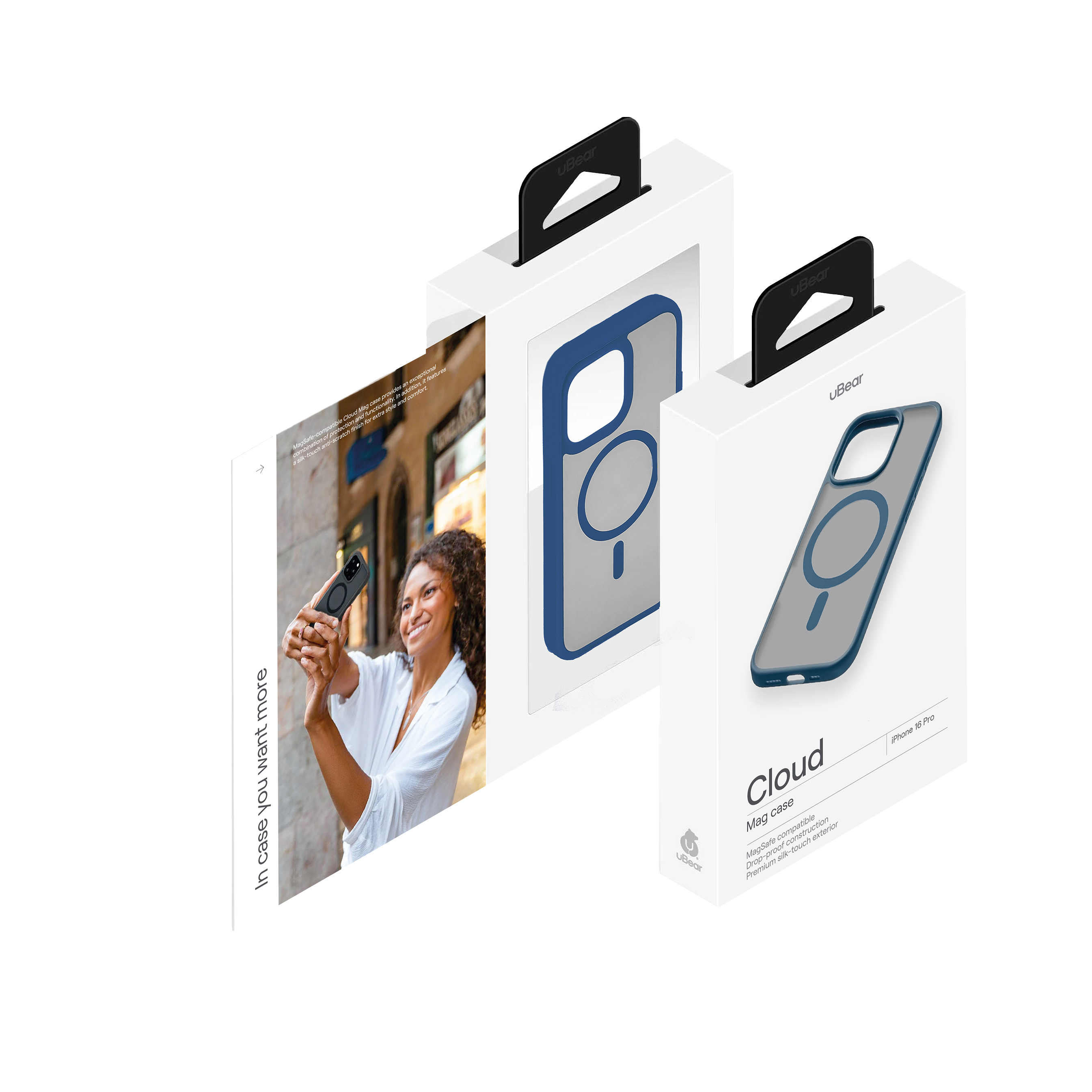 Чехол защитный uBear Cloud Mag Case для iPhone 16 Pro, MagSafe, синий