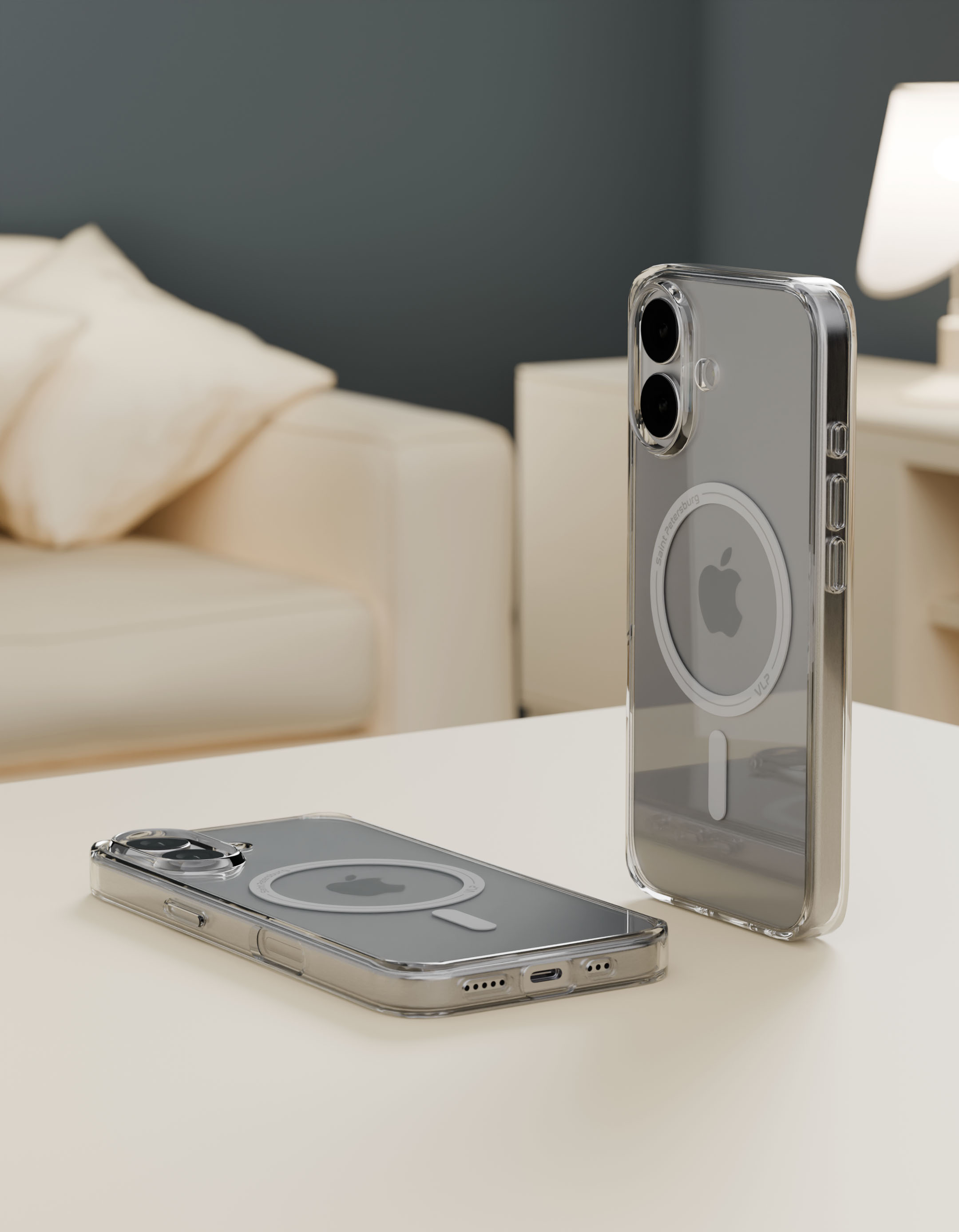 На фото изображено Чехол защитный VLP Diamond Case для iPhone 17, прозрачный