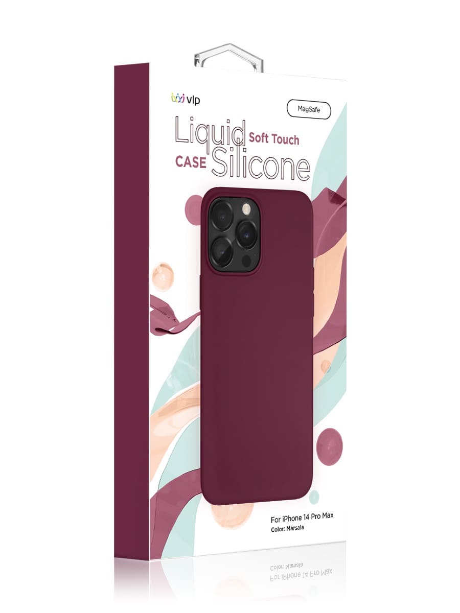 Чехол защитный VLP Silicone case с MagSafe для iPhone 14 Pro Max, марсала