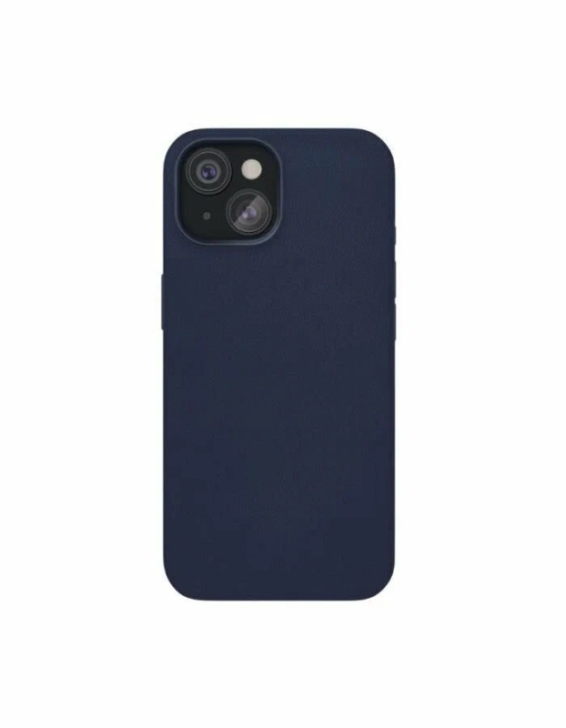 Чехол защитный VLP Ecopelle Case с MagSafe для iPhone 15, синий