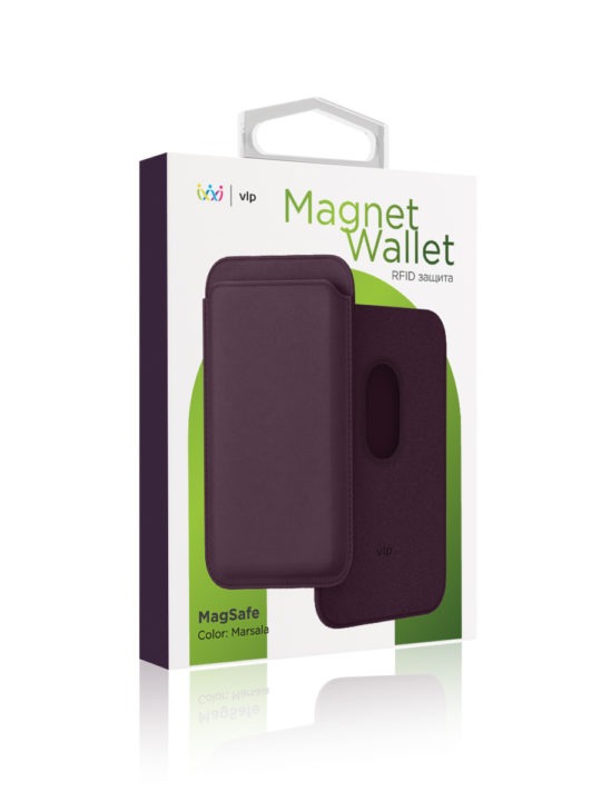 Картхолдер VLP из экокожи с MagSafe, марсала