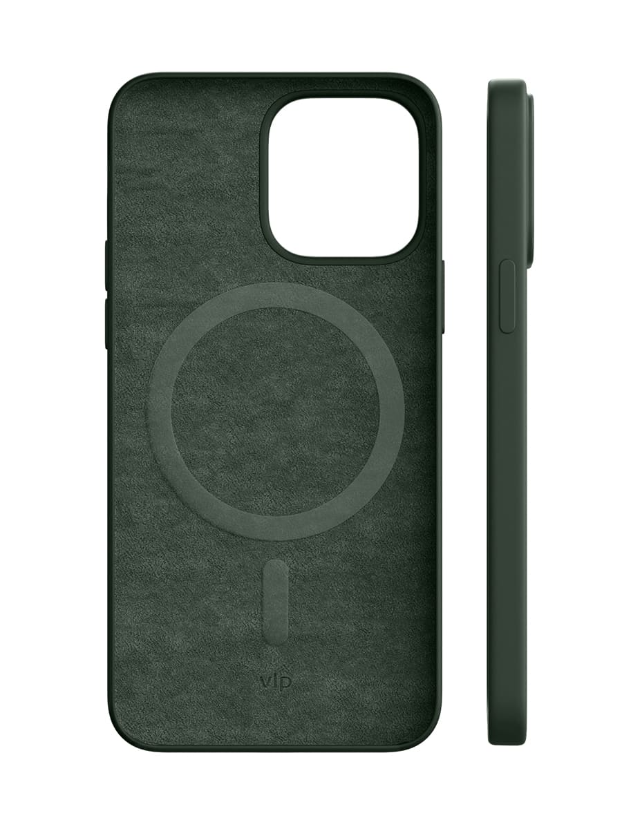 Чехол защитный VLP Silicone case с MagSafe для iPhone 14 Pro Max, темно-зеленый