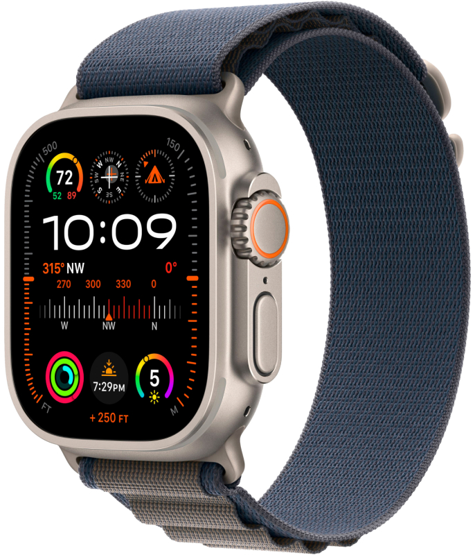 Apple Watch Ultra 2 GPS + Cellular, 49 мм, корпус из титана, ремешок Alpine, цвет синий, M