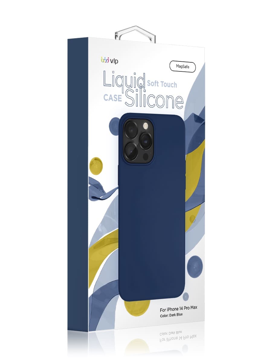 Чехол защитный VLP Silicone case с MagSafe для iPhone 14 Pro Max, темно-синий