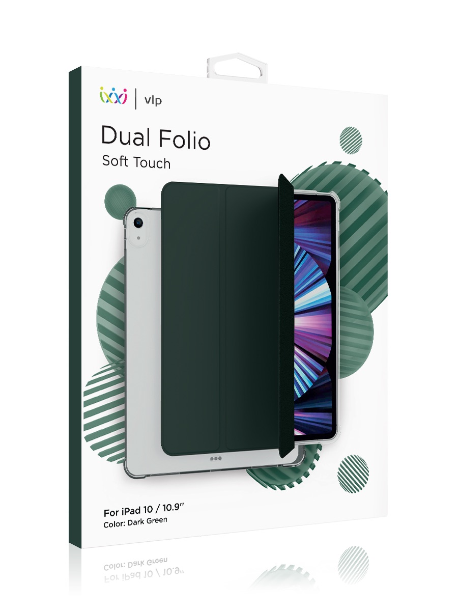 Чехол защитный VLP Dual Folio Case для iPad 10, темно-зеленый