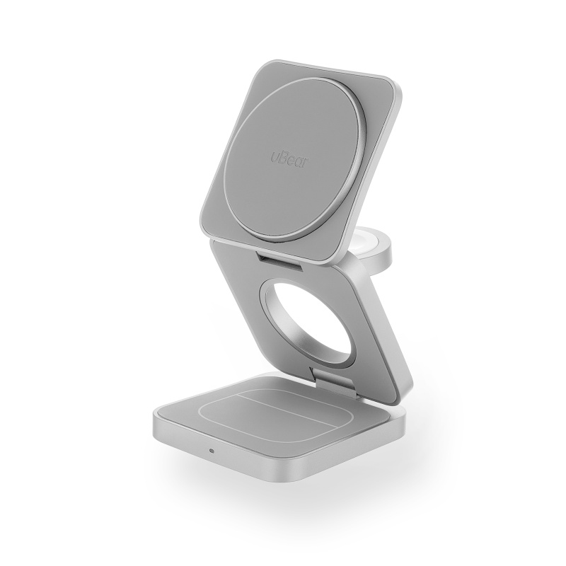 Беспроводное зарядное устройство uBear Balance с поддержкой MagSafe, серебристый Беспроводное зарядное устройство uBear Balance с поддержкой MagSafe, серебристый