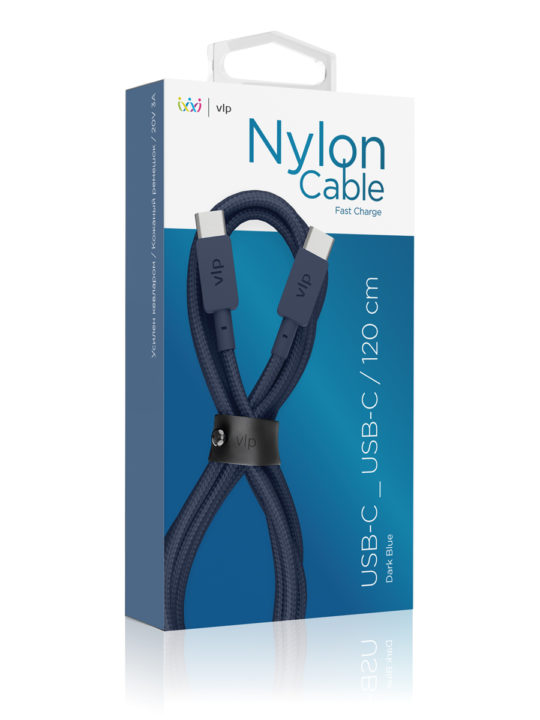 Кабель VLP Nylon Cable USB-C/USB-C, 1.2м, темно-синий