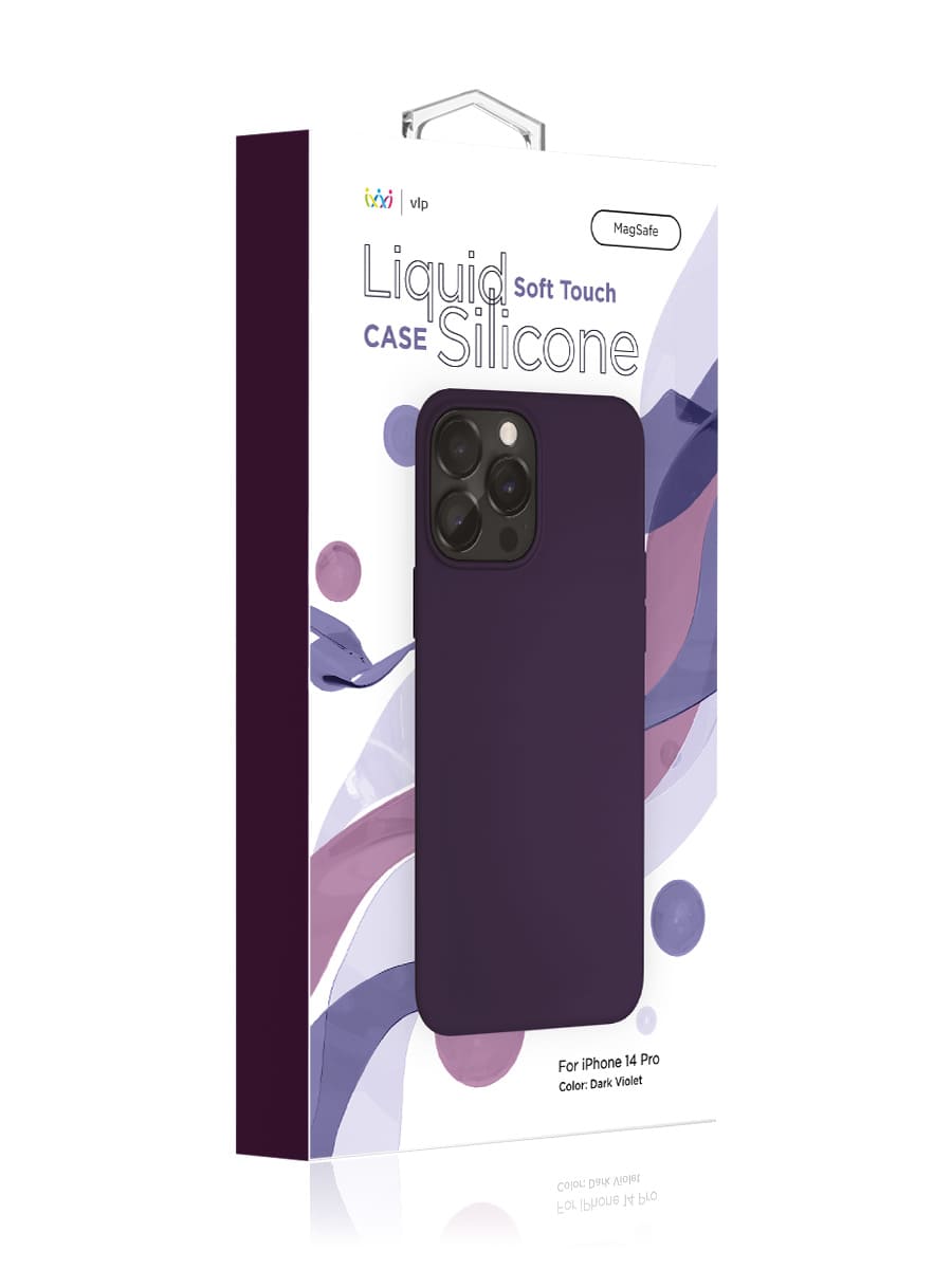 Чехол защитный VLP Silicone case с MagSafe для iPhone 14 Pro, темно-фиолетовый