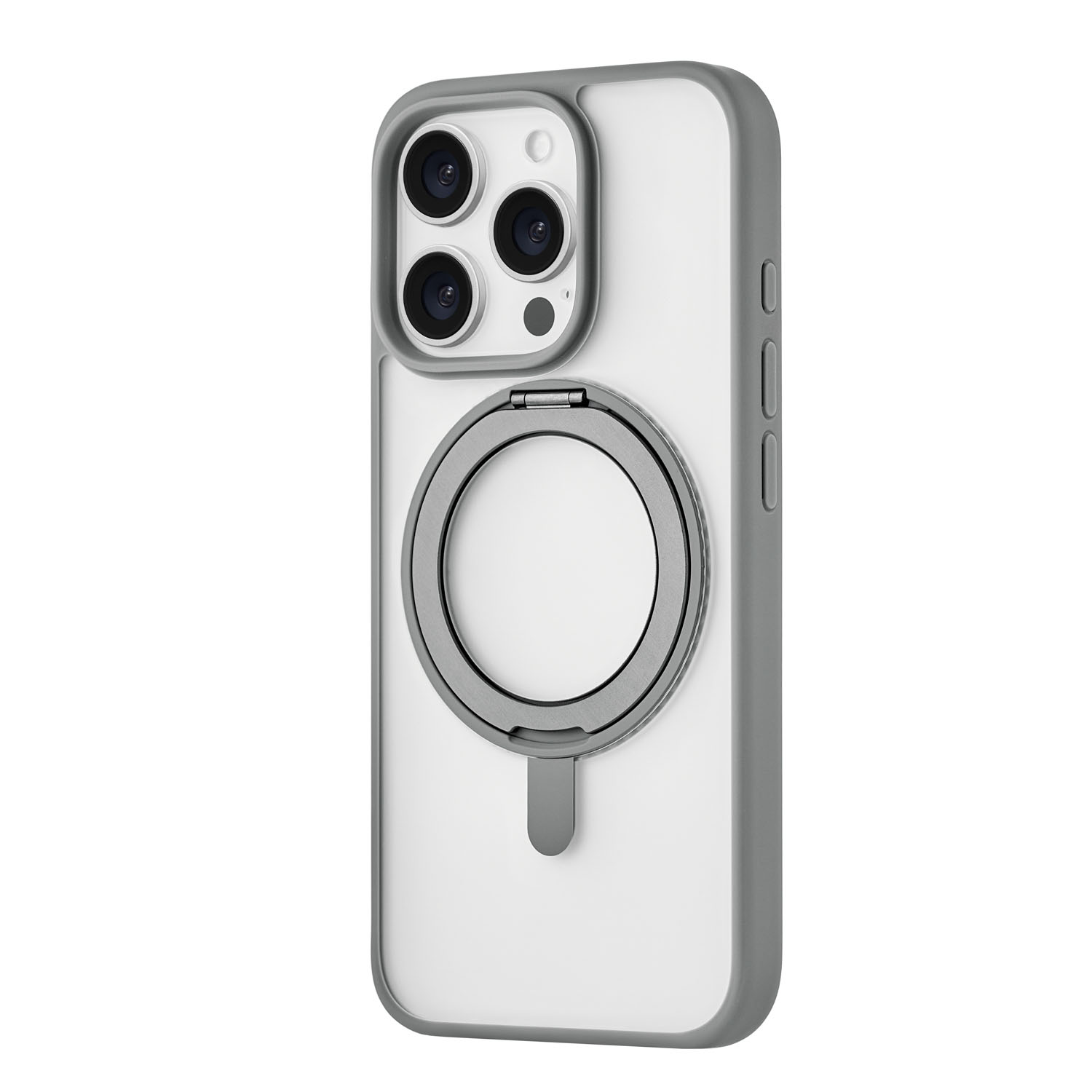 Чехол защитный uBear Clip 360 Mag Case для iPhone 16 Pro, с магнитной подставкой, серый