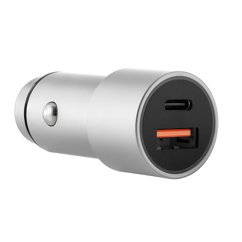 uBear Ride Car Charger, USB-C+USB-A, серый