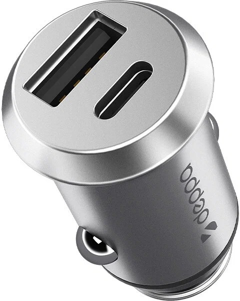 Автомобильное зарядное устройство Deppa USB-A+USB-C, серебристый Автомобильное зарядное устройство Deppa USB-A+USB-C, серебристый