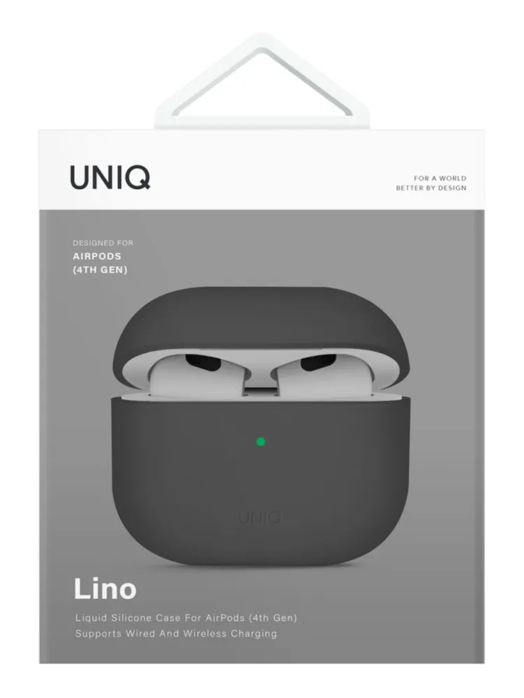 Защитный чехол Uniq Lino Silicone Case для Airpods 4, темно-серый