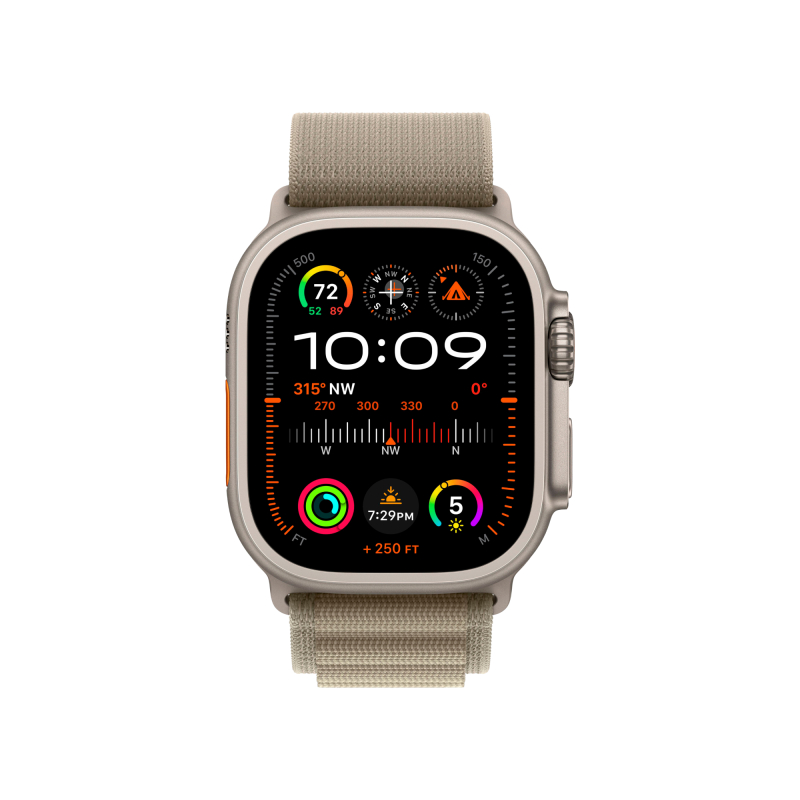 Apple Watch Ultra 2 GPS + Cellular, 49 мм, корпус из титана, ремешок Alpine цвет оливковый, S