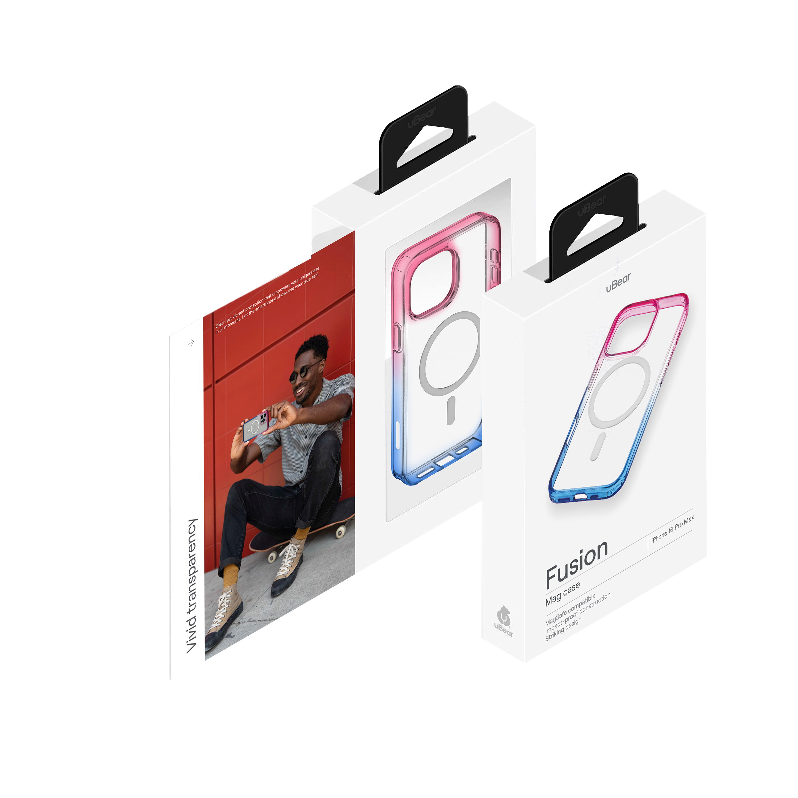 Чехол защитный uBear Fusion Mag Case для iPhone 16 Pro Max, cине-розовый