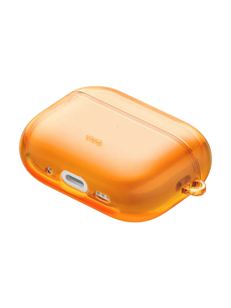 На фото изображено Чехол Uniq Glase TPU для AirPods Pro 3, Golden Citrus