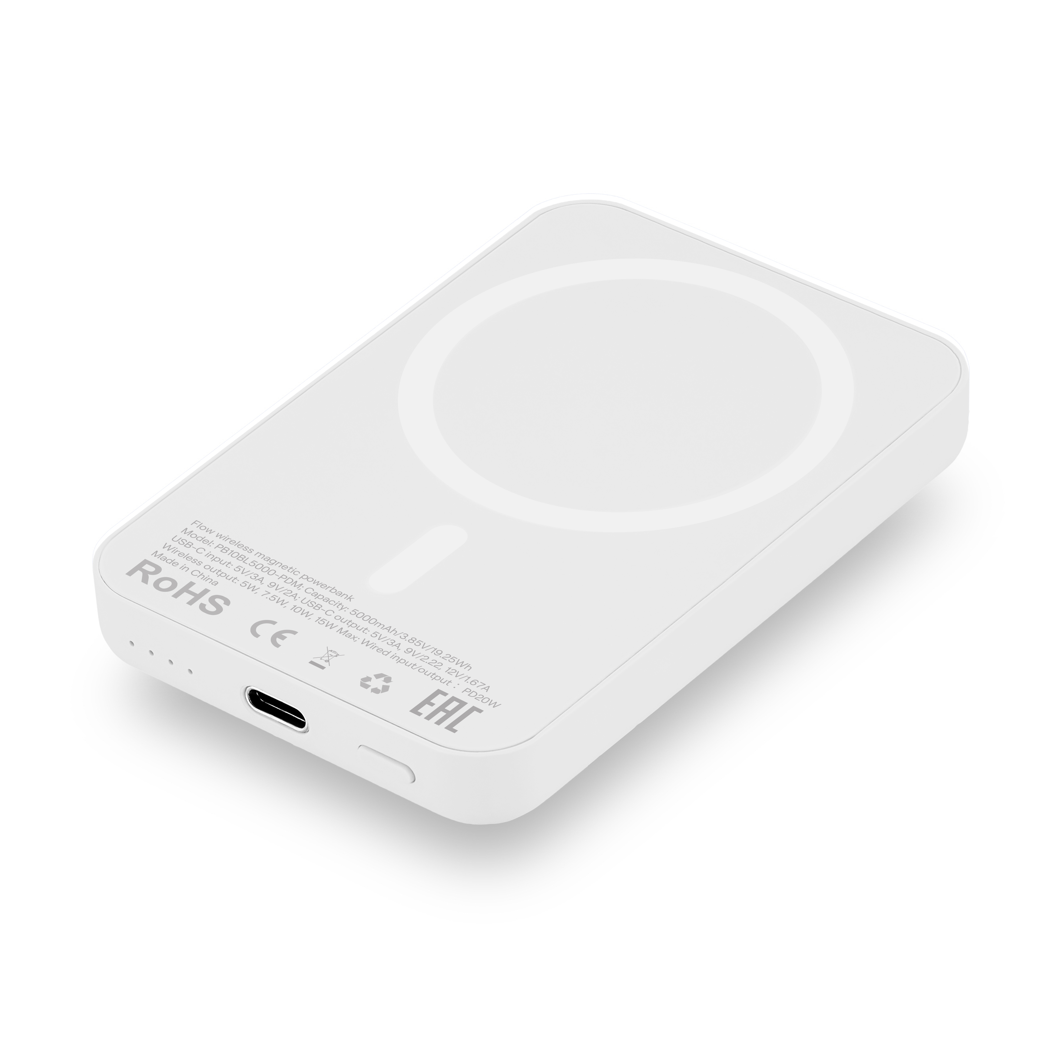 Внешний аккумулятор uBear Flow Magnetic Power bank 5000mAh, белый