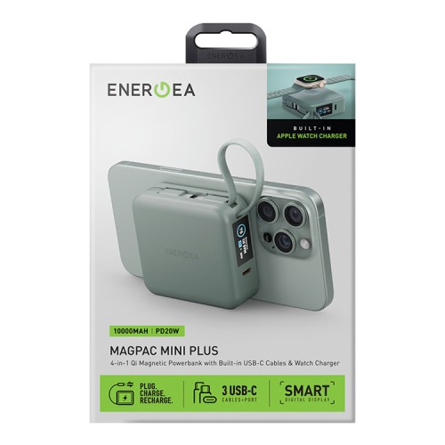 На фото изображено Внешний аккумулятор Energea MagPac Mini Plus 10000 mAh, шалфей