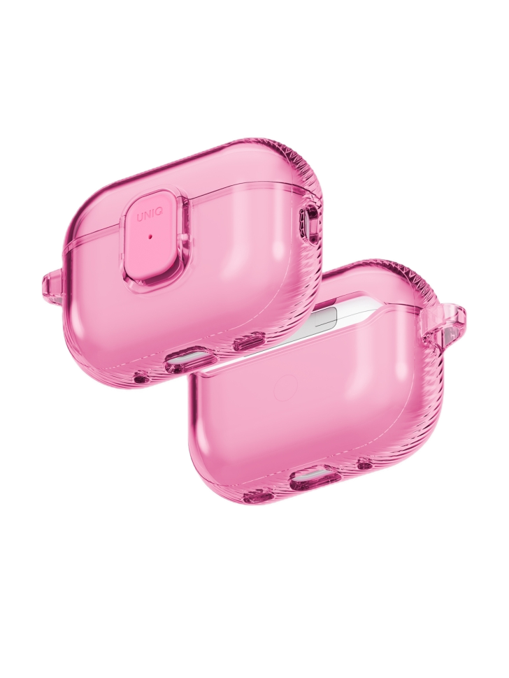 На фото изображено Чехол Uniq Glase PRO TPU для AirPods Pro 3, Candy Pink