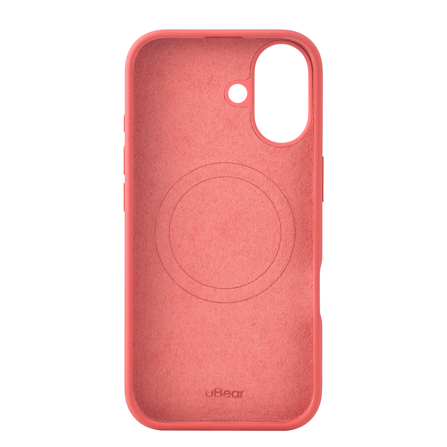 На фото изображено Чехол защитный uBear Touch Mag Case для iPhone 17 MagSafe, коралловый