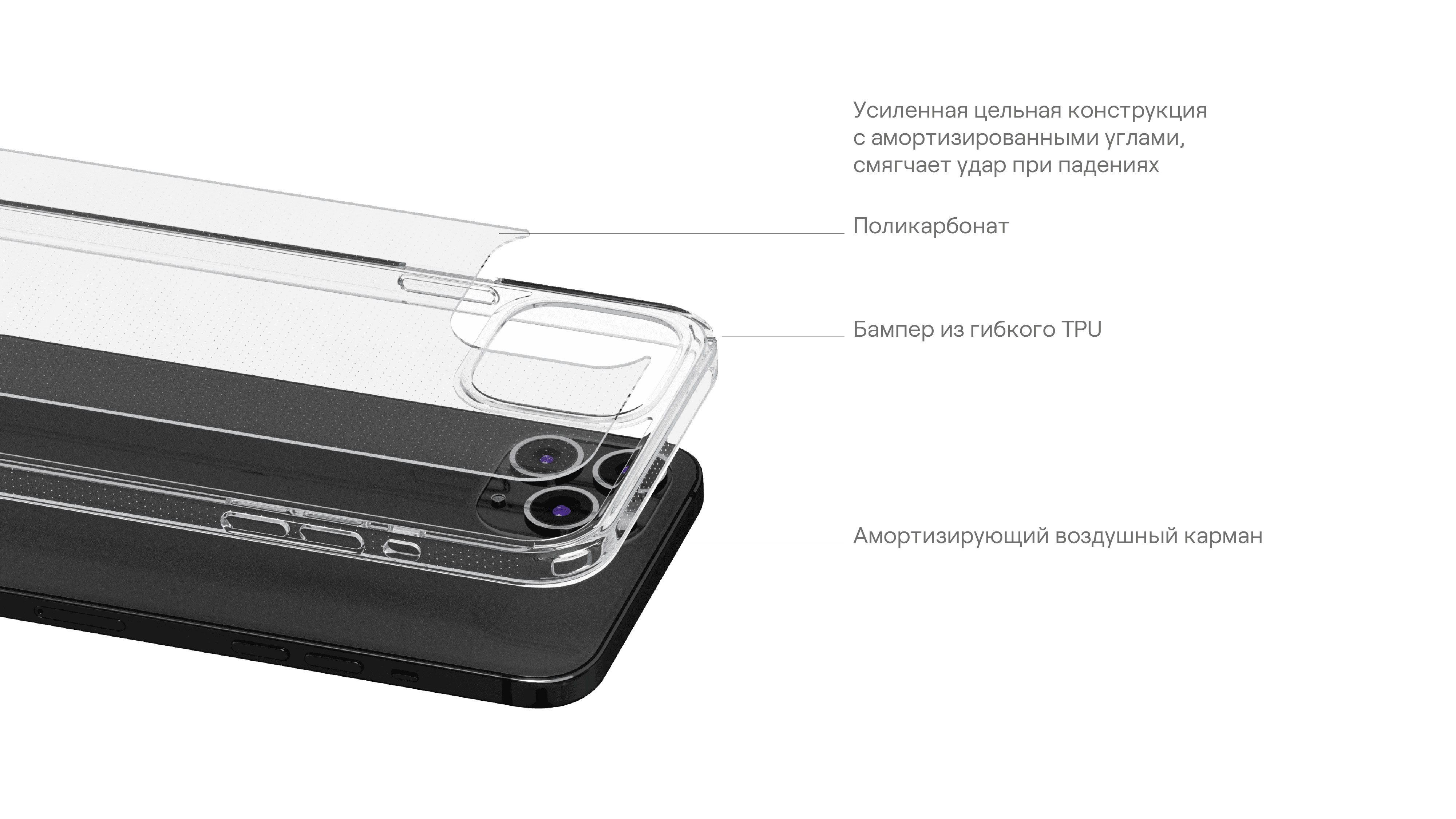 Чехол защитный uBear Real Case  для  iPhone 14, усиленный, прозрачный