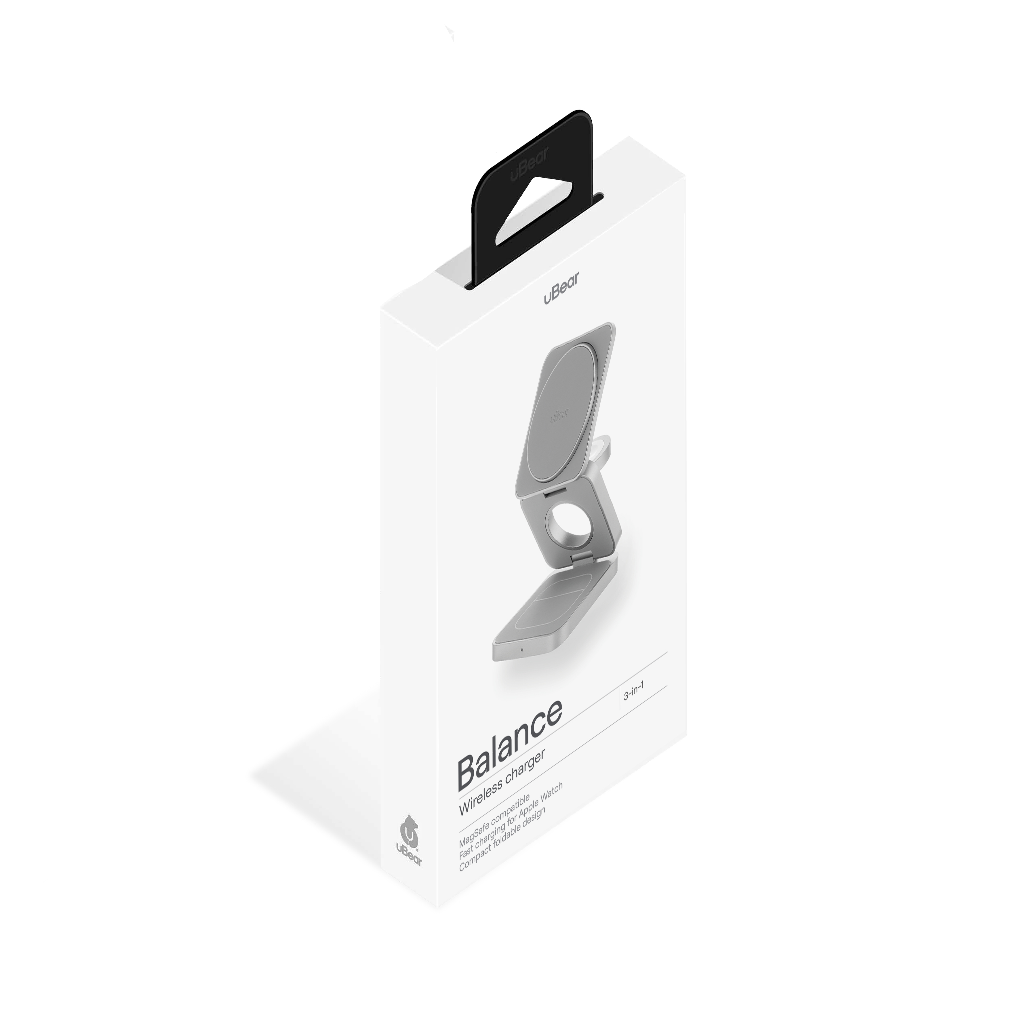 Беспроводное зарядное устройство uBear Balance с поддержкой MagSafe, серебристый