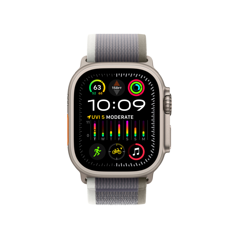Apple Watch Ultra 2 GPS + Cellular, 49 мм, корпус из титана, ремешок Trail цвет Зелено/серый, M/L