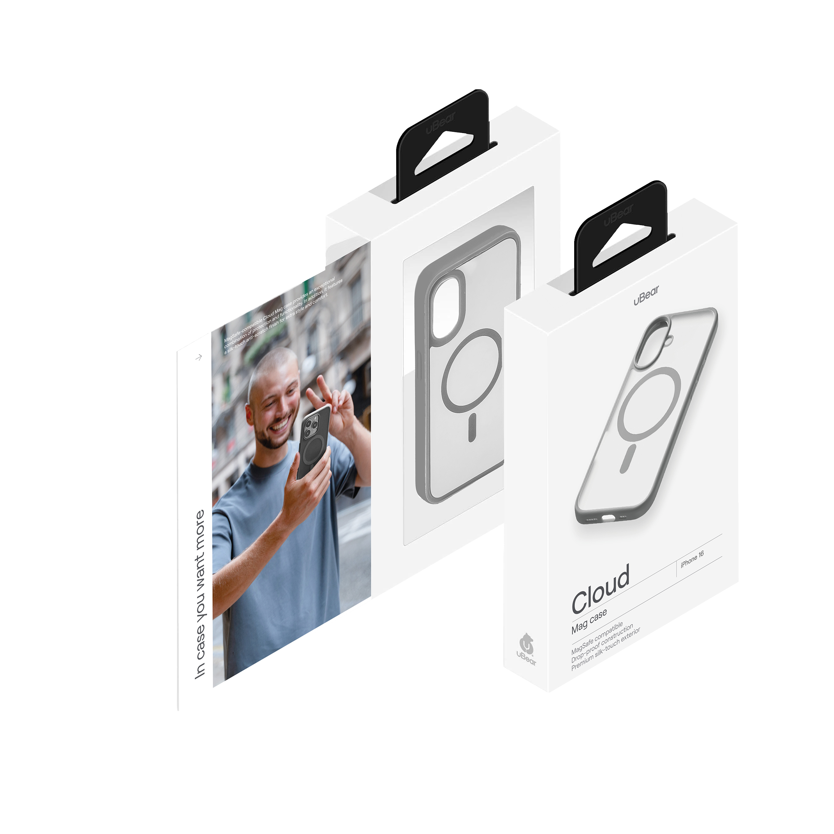 Чехол защитный uBear Cloud Mag Case для iPhone 16, серый
