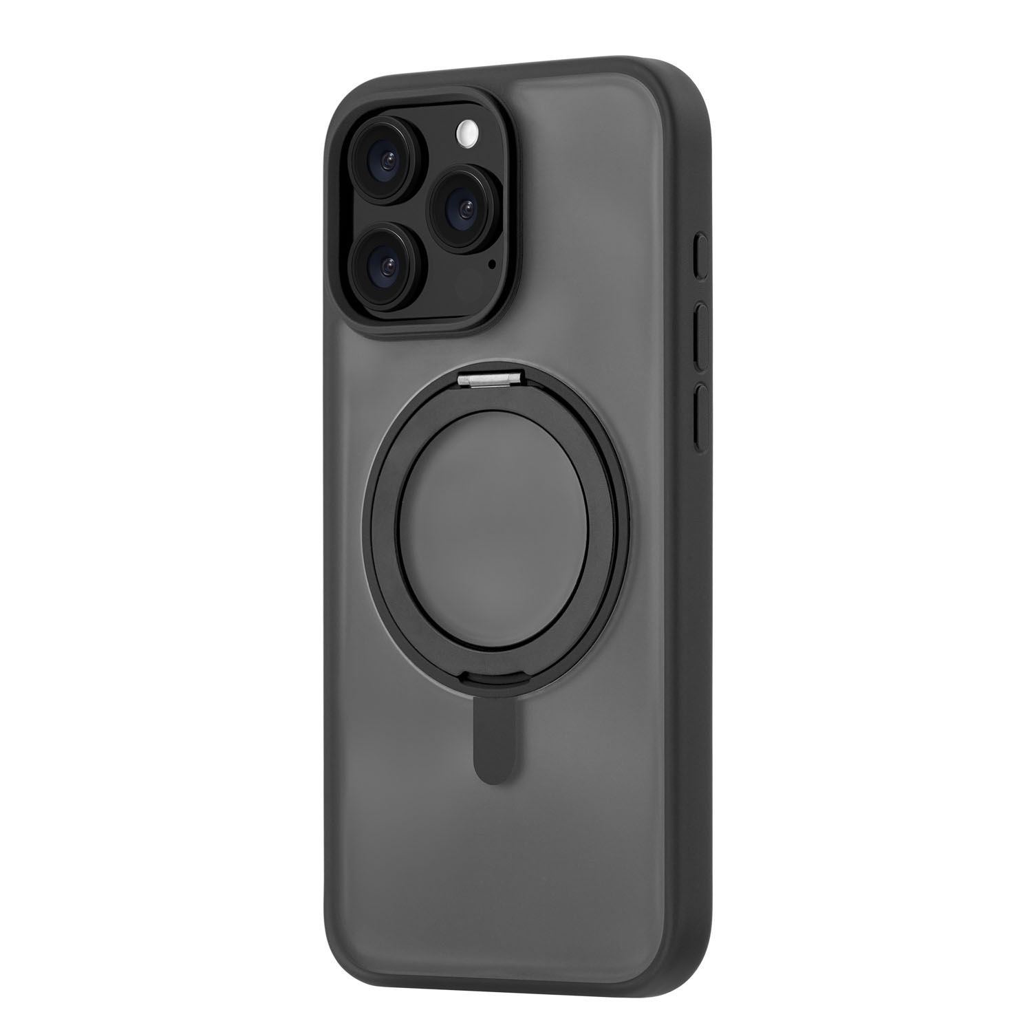 На фото изображено Чехол защитный uBear Clip 360 Mag Case для iPhone 16 Pro Max, с магнитной подставкой, черный