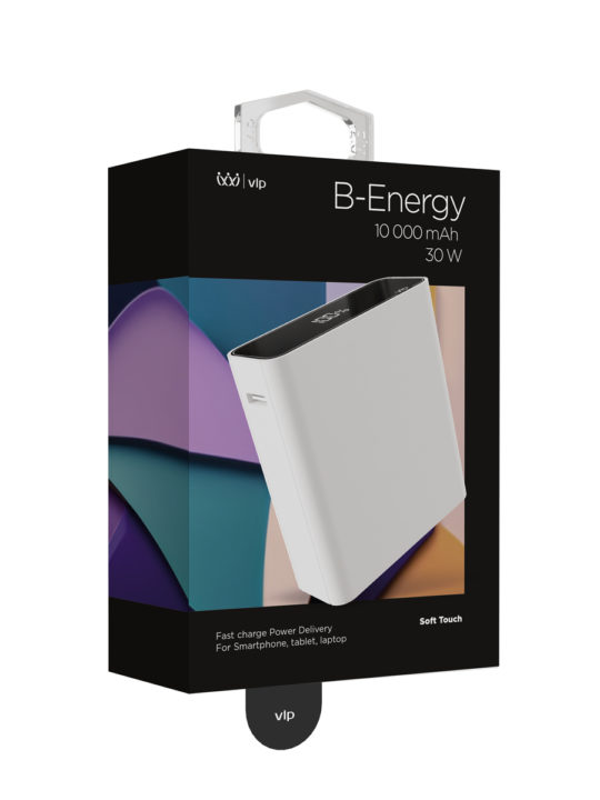 Аккумулятор внешний VLP B-Energy 10000 mAh, USB-C+USB-A, белый