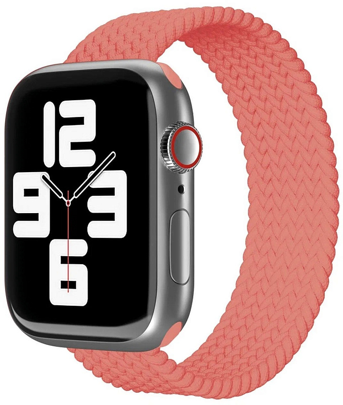 Ремешок нейлоновый плетёный VLP для Apple Watch 42/44/45, L/XL, коралловый Ремешок нейлоновый плетёный VLP для Apple Watch 42/44/45, L/XL, коралловый